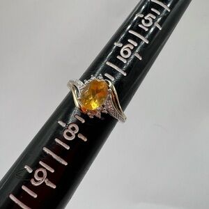 November birthstone ring stamped sterling and 10k gold size 7